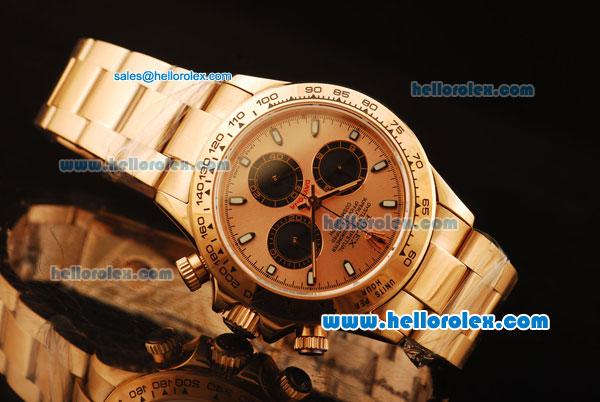 Rolex Daytona Swiss Valjoux 7750 Automatic Movement Full Rose Gold with Orange Dial and Black Subdials - Click Image to Close